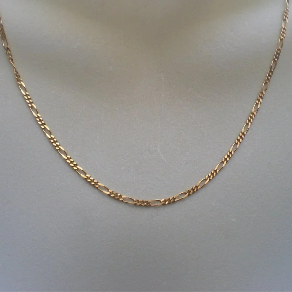 Designer Israel Solid 14K Yellow Gold Figaro Link Necklace Chain 14kt 20